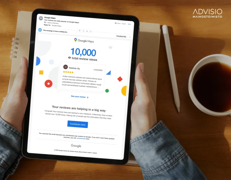 Yli 10 000 katselukertaa yhdelle Google-arvostelulle